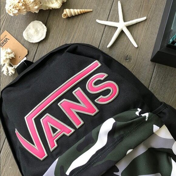 Vans Off The Wall Realm Backpack Bag Pink Embroidered Logo With Laptop Sleeve - Picture 3 of 7